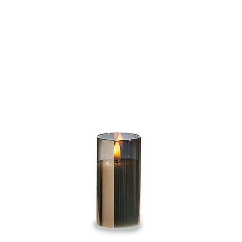 Smoke Glass Ivory Pillar Candle