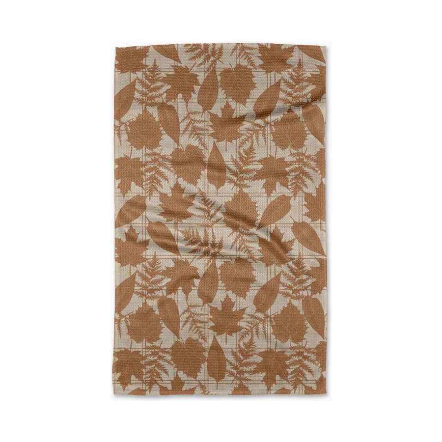 Geometry - Autumnal Leaves Gold Tea Towel