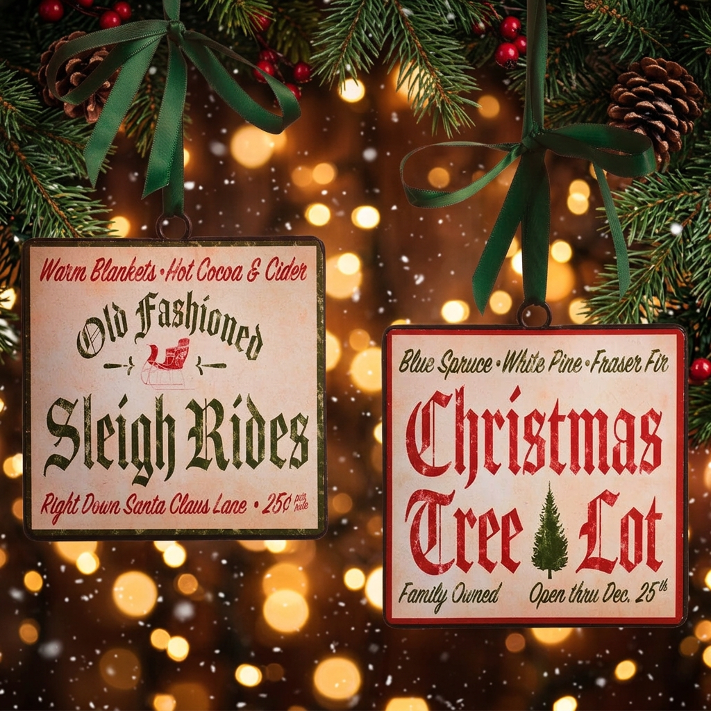 Nostalgic Christmas Sign Ornament