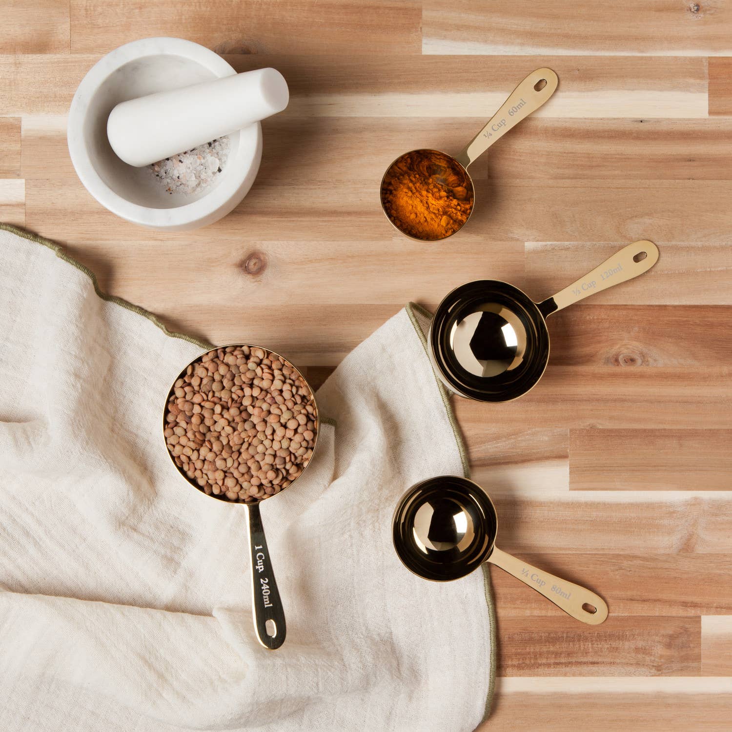 S/4 Gold Measuring Cups