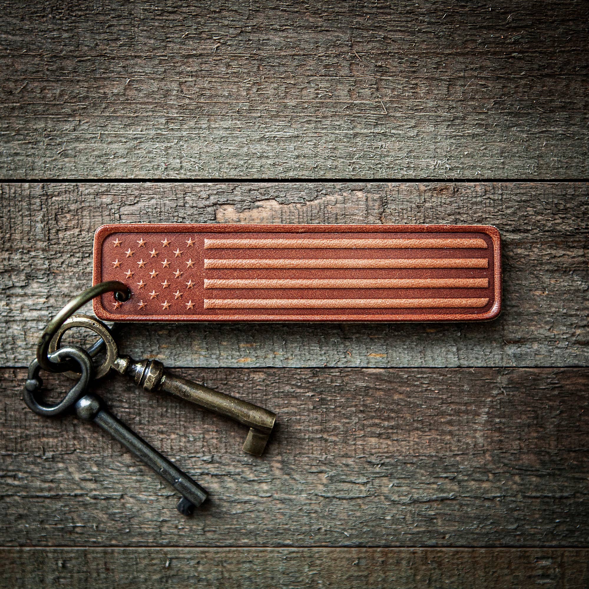 Leather Keychain | American Flag