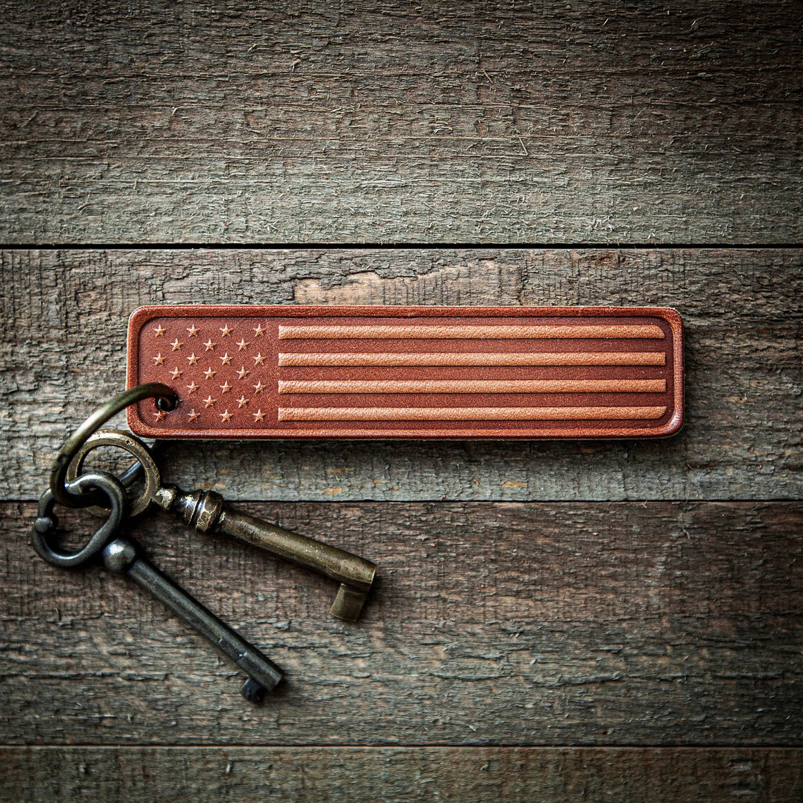 Leather Keychain | American Flag