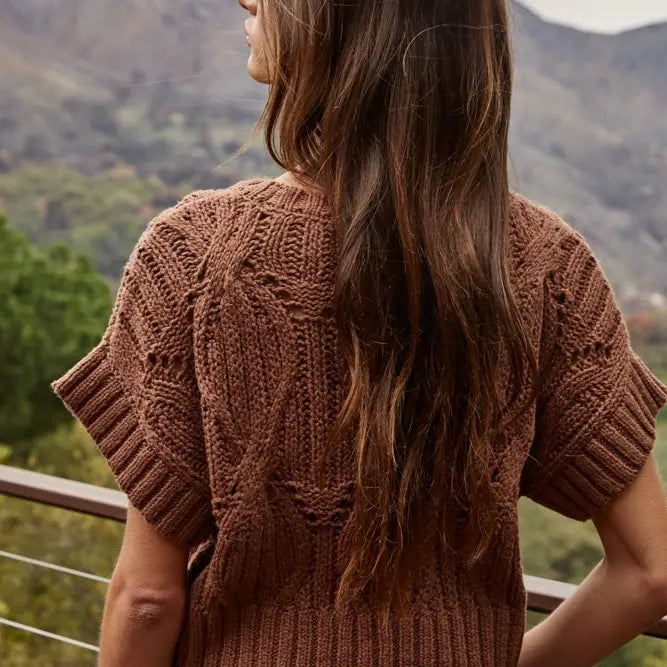 Knit Sweater Crochet Round Neck Short Sleeve Top