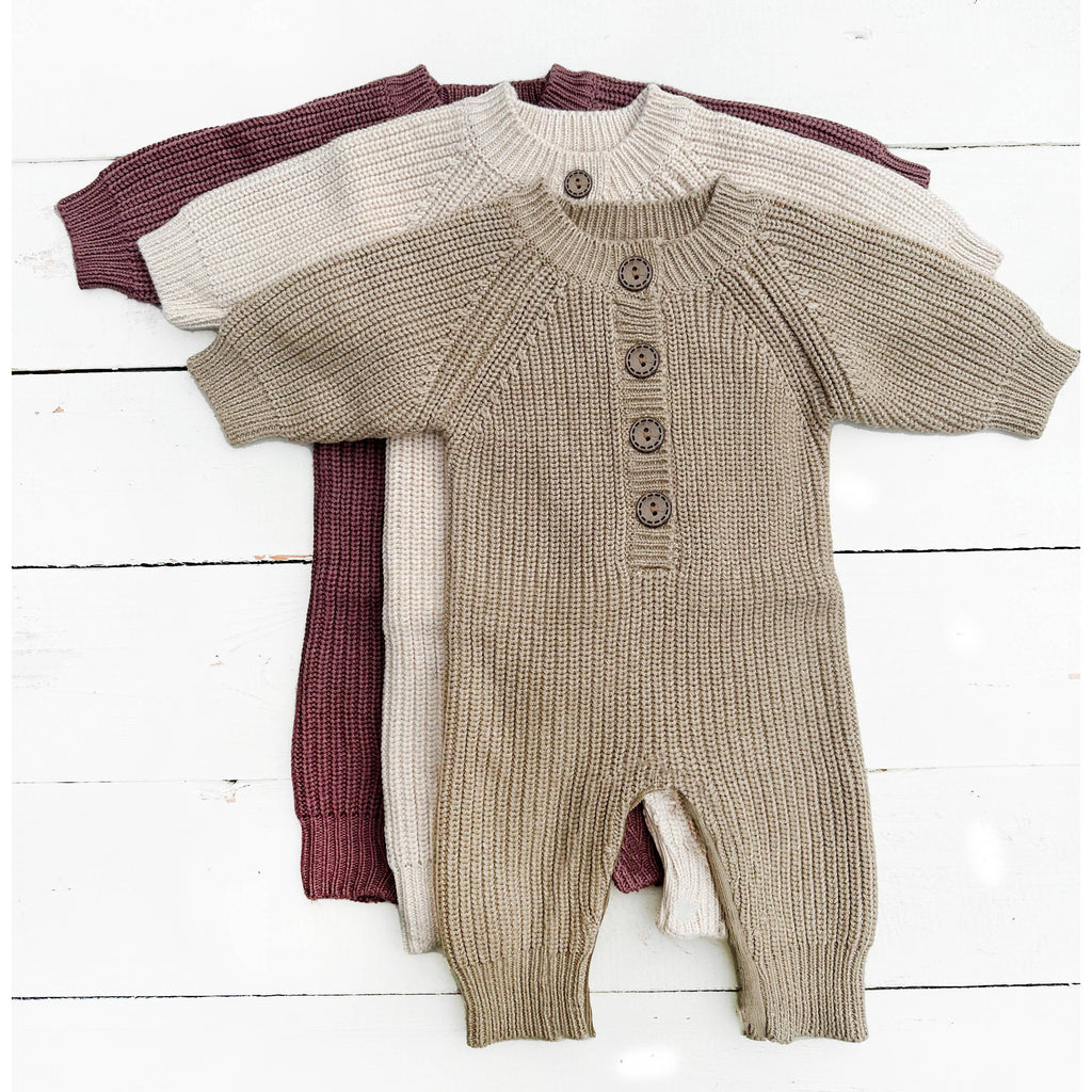 Harper Baby Knit Romper Jumpsuit | Speckled Oregano