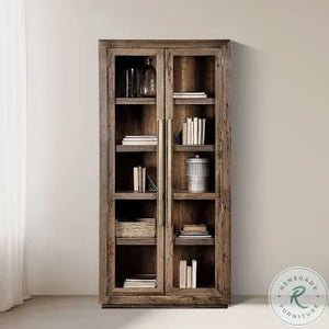 Bradley Oak Wood Tall Cabinet | Cocoa Brown