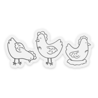 Clear Chicken Series Sticker, 3x1.34 in.