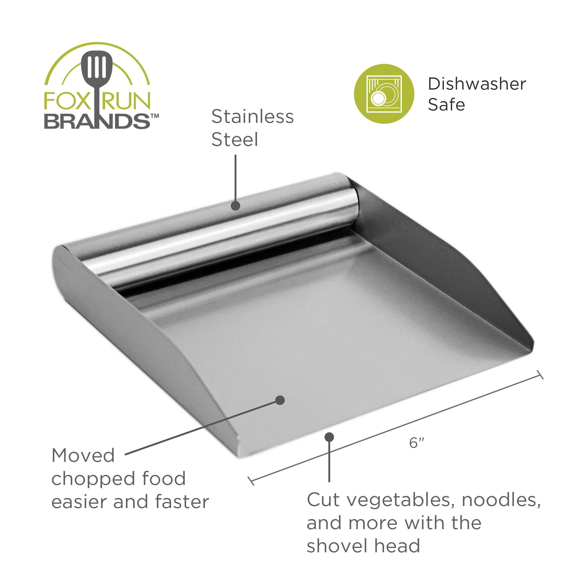Fox Run Brands - Fox Run Stainless Steel Kitchen Food Scoop, 6" Food Scraper