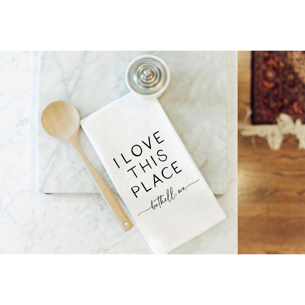 I Love This Place Tea Towel | Natural