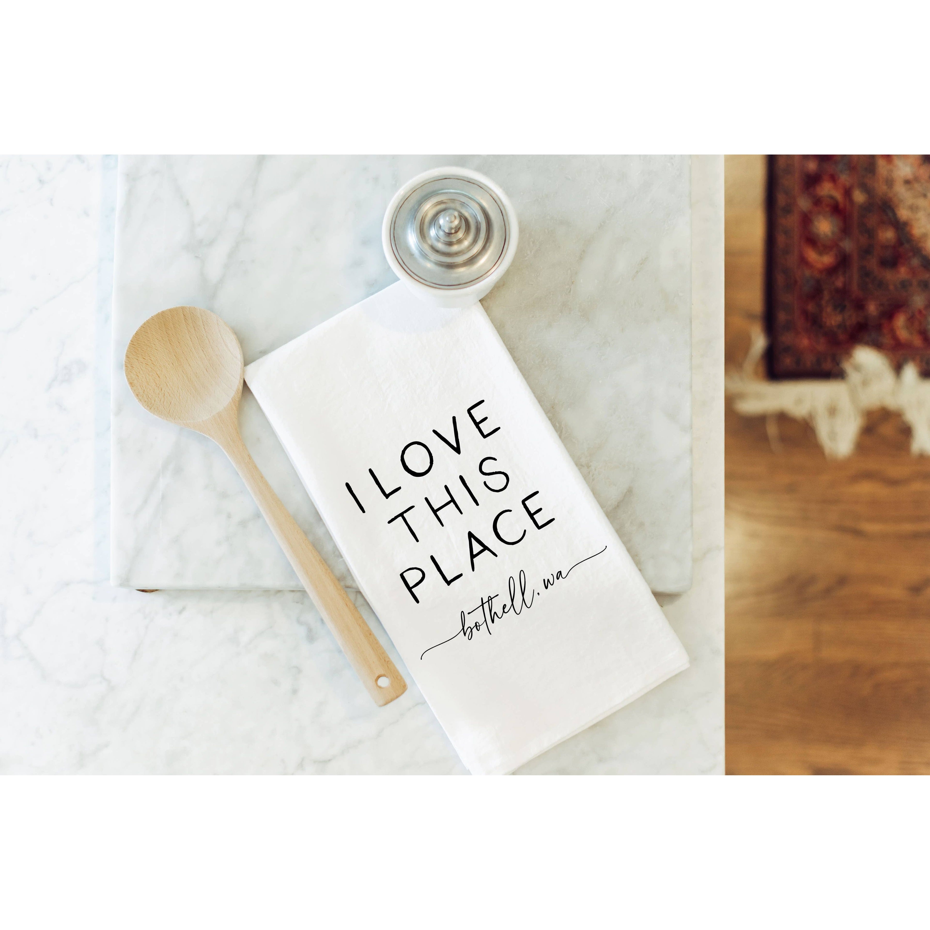 I Love This Place Tea Towel | Natural