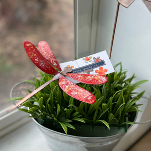 Enamel Dragonfly Garden Stake