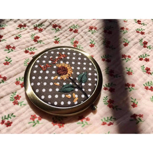 Embroidered Compact Mirror  | Sunflower