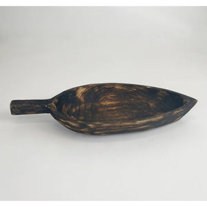 Charred Finish Paulownia Wood Oblong Bowl