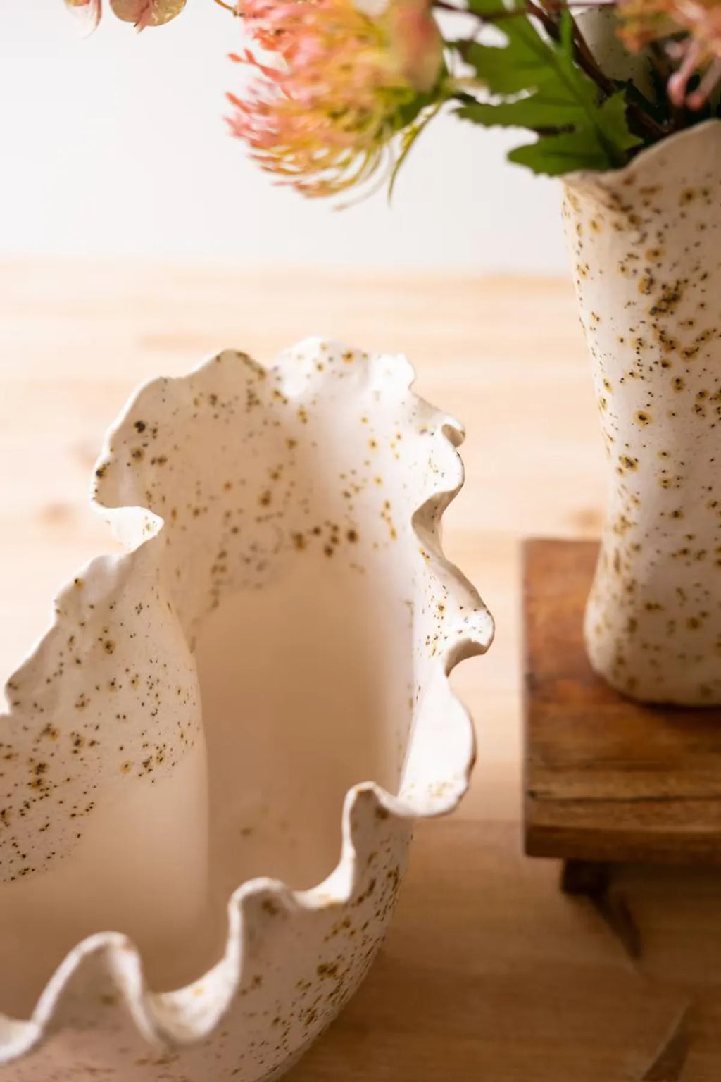 Ceramic Rustic Edge Speckle Vase
