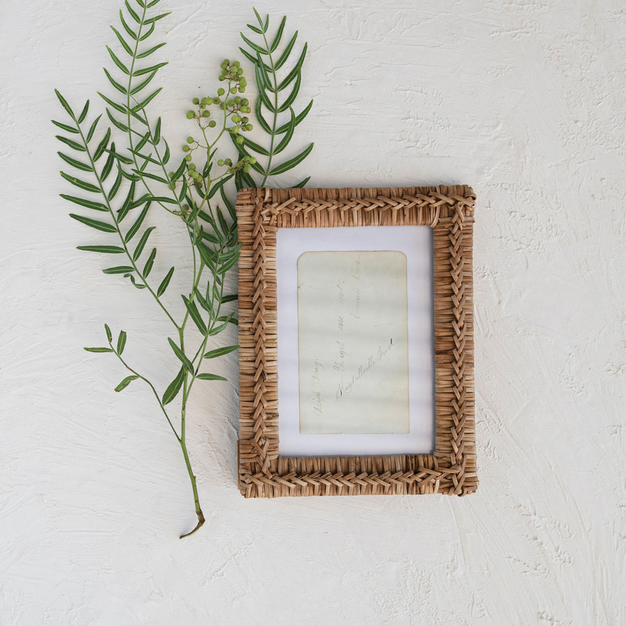 Hand-Woven Rattan Photo Frame