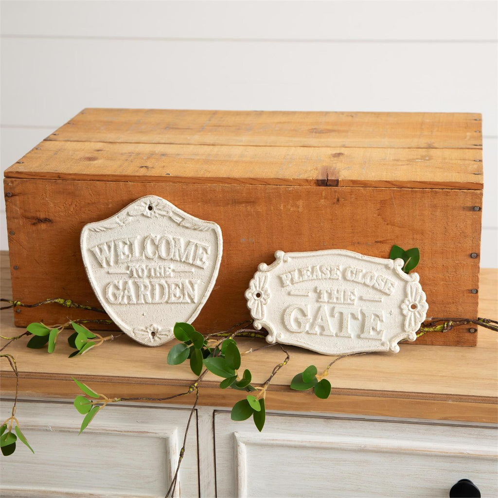 Cast Iron Garden Signs | White