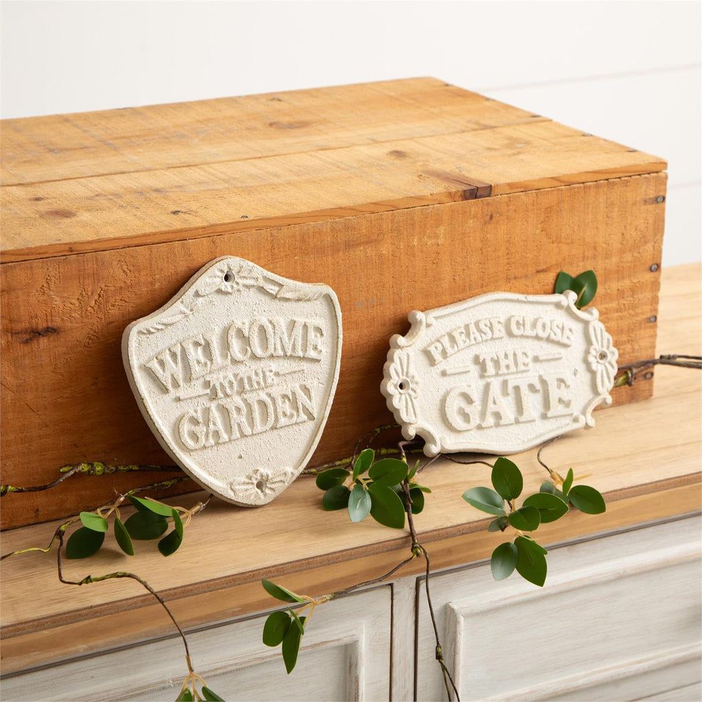 Cast Iron Garden Signs | White