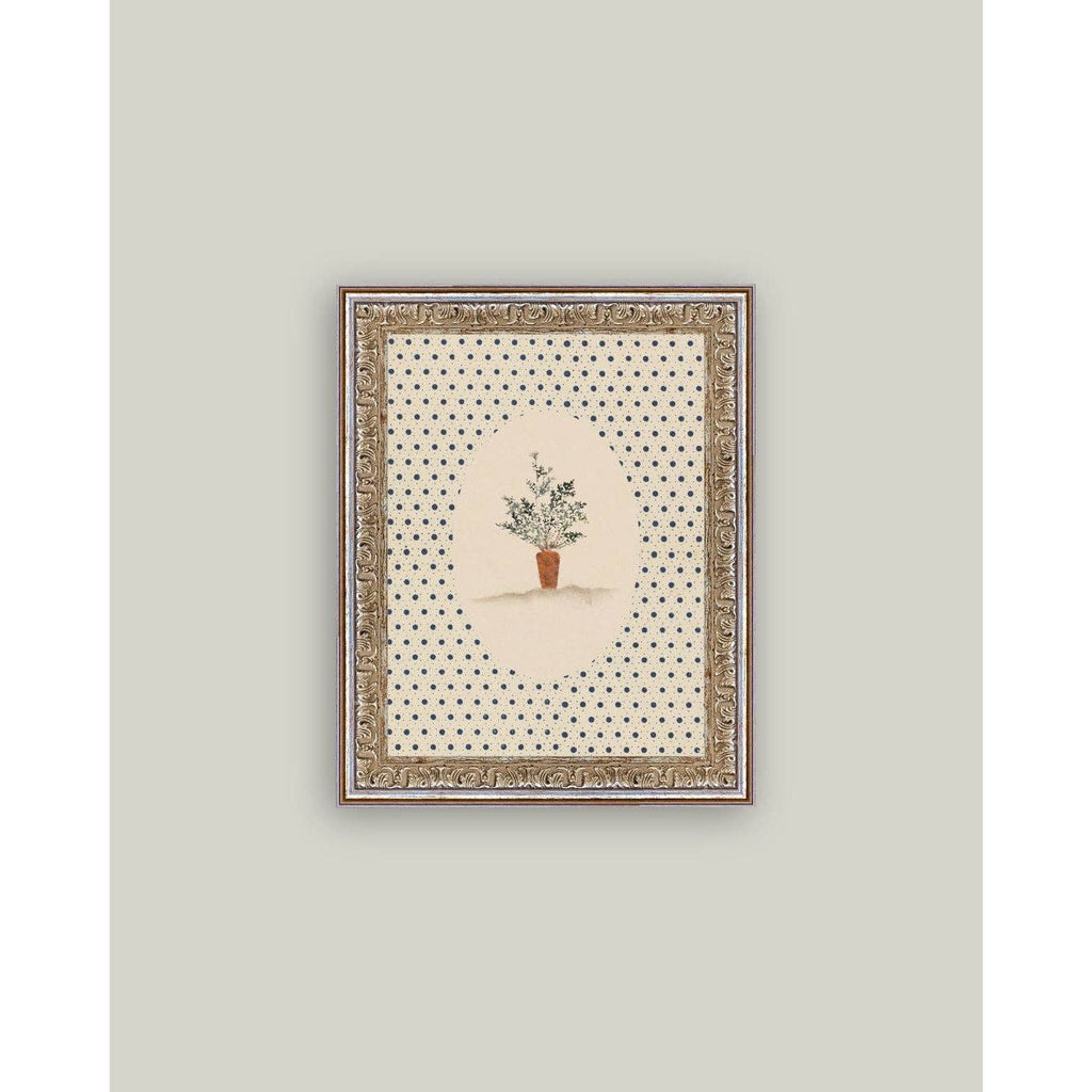 Framed Antique Art | Carrots on Dots - 5x7