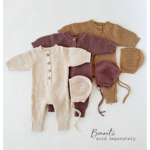 Harper Baby Knit Romper Jumpsuit | Tan