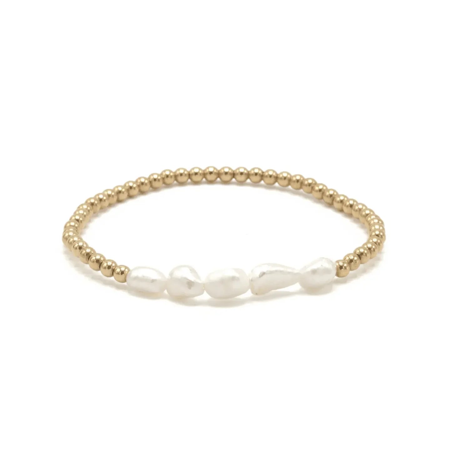 Baroque Row Pearl Bracelet in 14k Gold-Filled