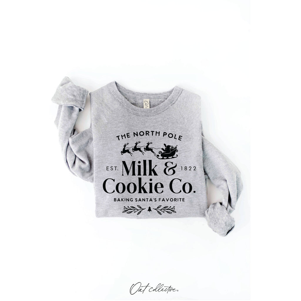 The North Pole Milk & Cookie Graphic Sweatshirt | Heather Green