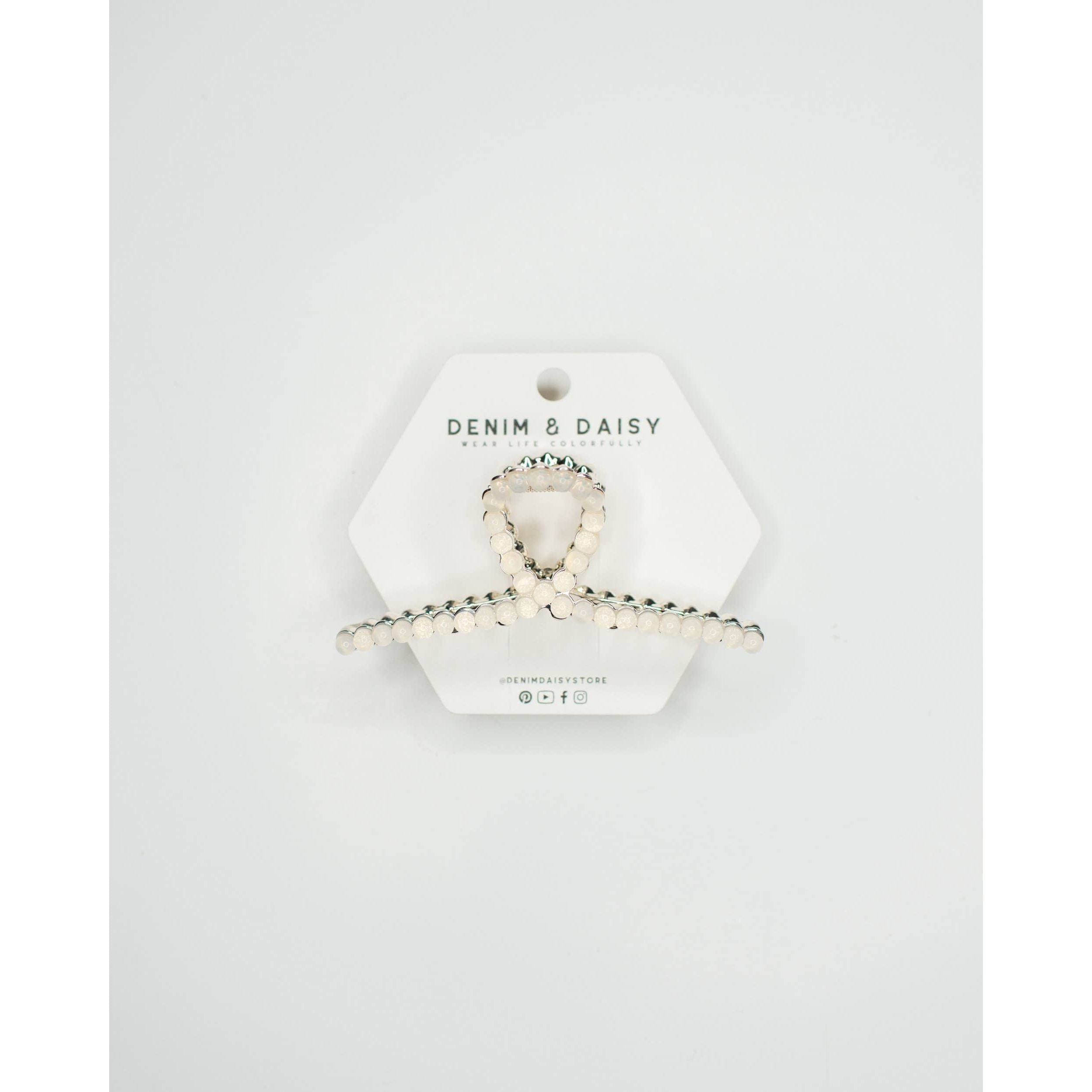 Glitter Pearl Loop Hair Claw Clip