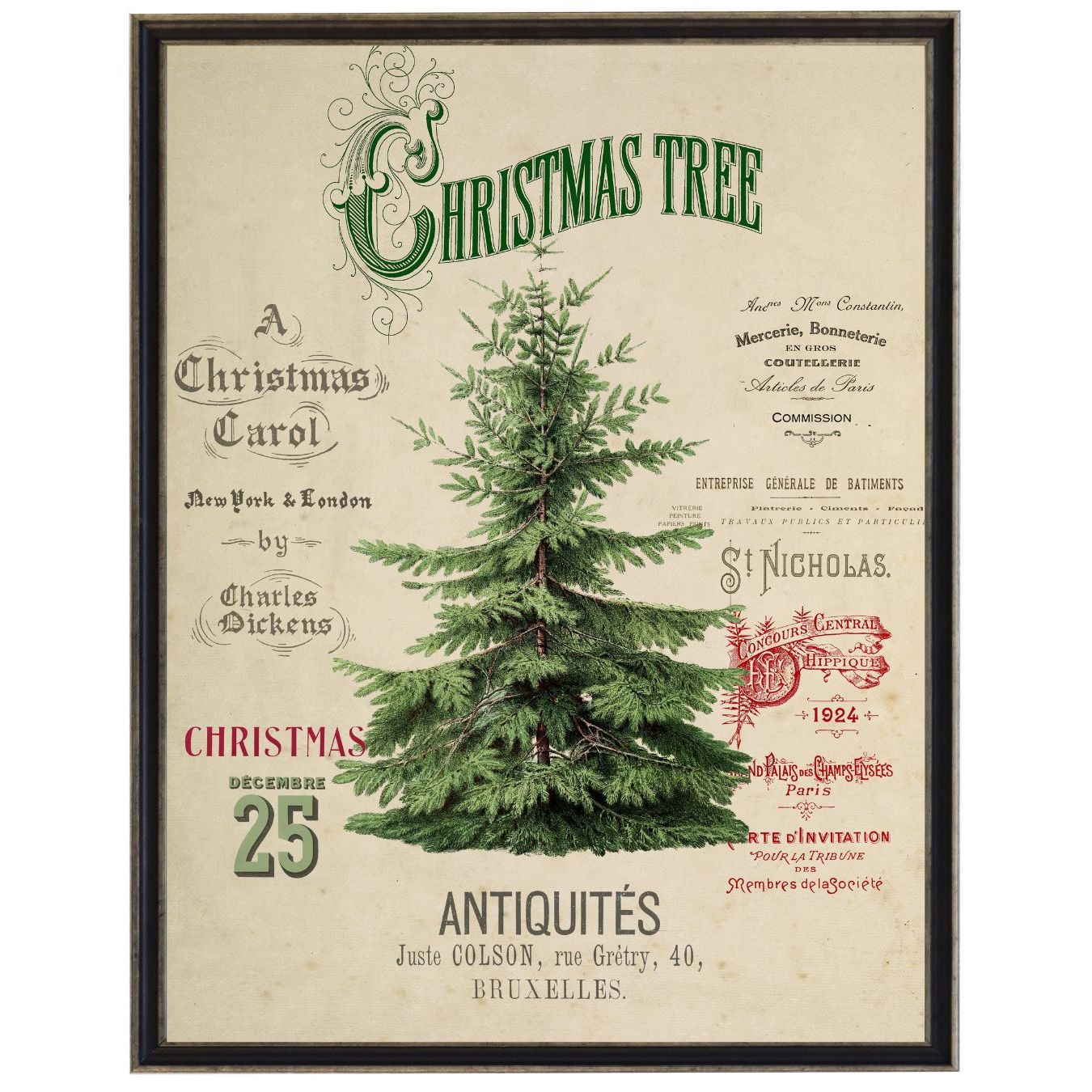 Vintage Christmas Tree Bookplate | 12" x 16"