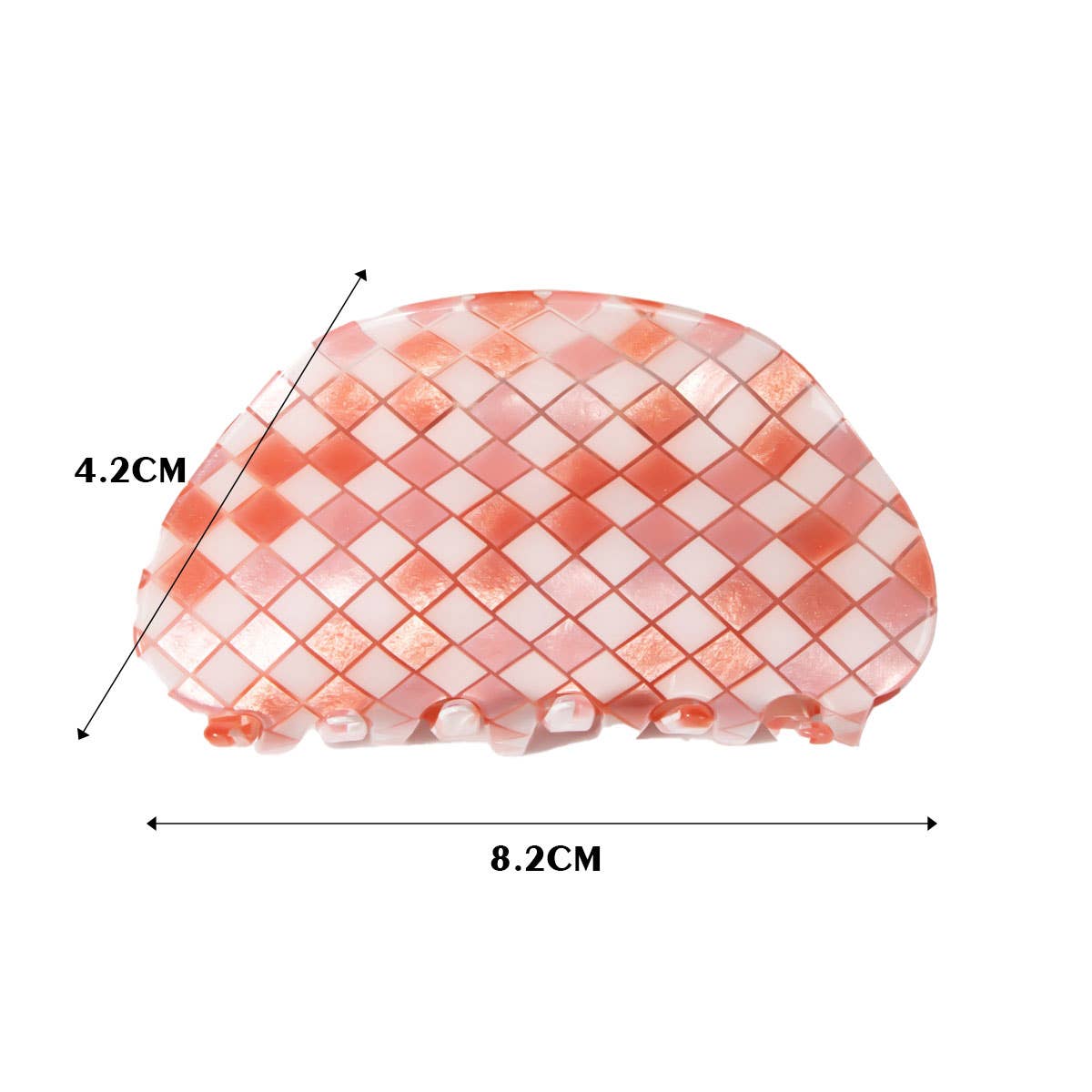 ACCITY - Checkerboard Acrylic Hair Claw Clip Half Round _CWAHA0326: COFFEE / (OS) 3