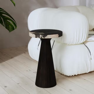 Kayu Petrifed Wood Pedestal Table | Black