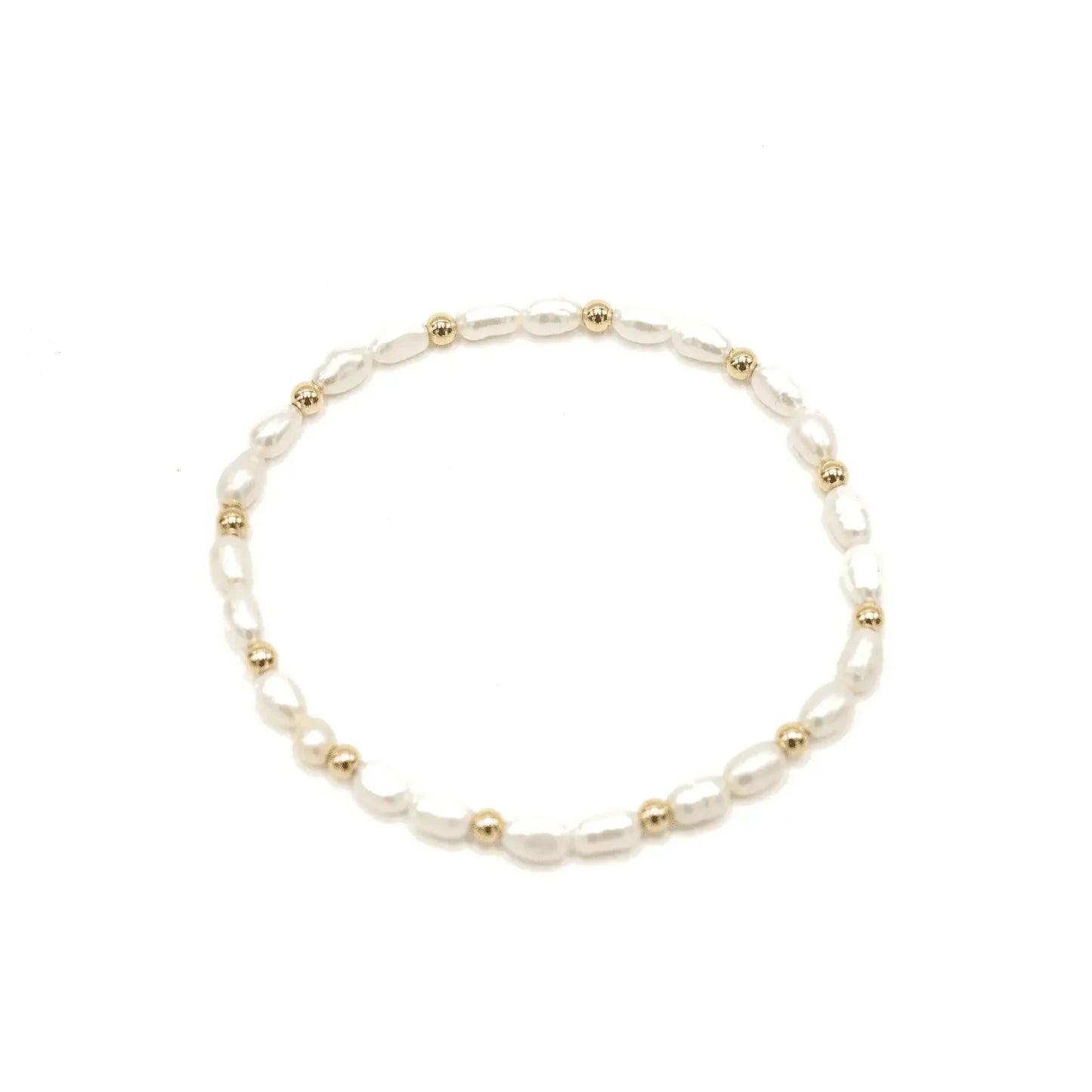 Rice Pearl Bracelet w/3mm 14K Gold-Filled Beads