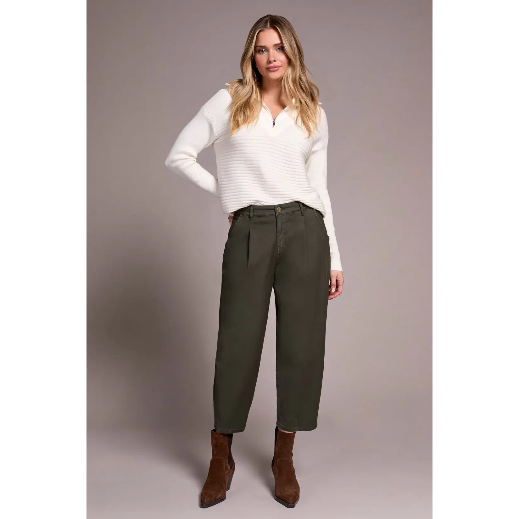Audrey Mid Rise Girlfriend Barrel Crop Jeans | Spruce