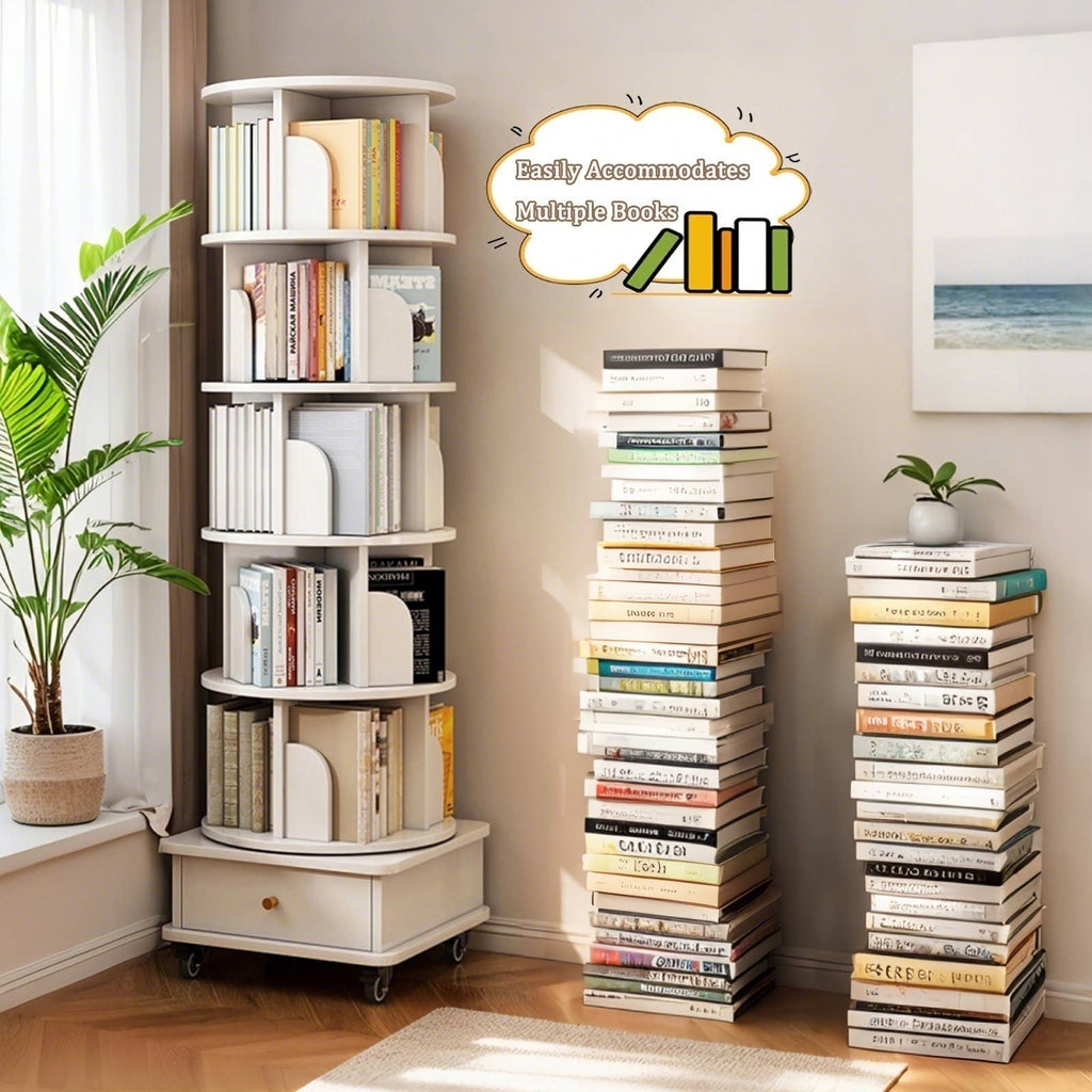 Rotating Bookshelf w/Drawer | 6 Tier