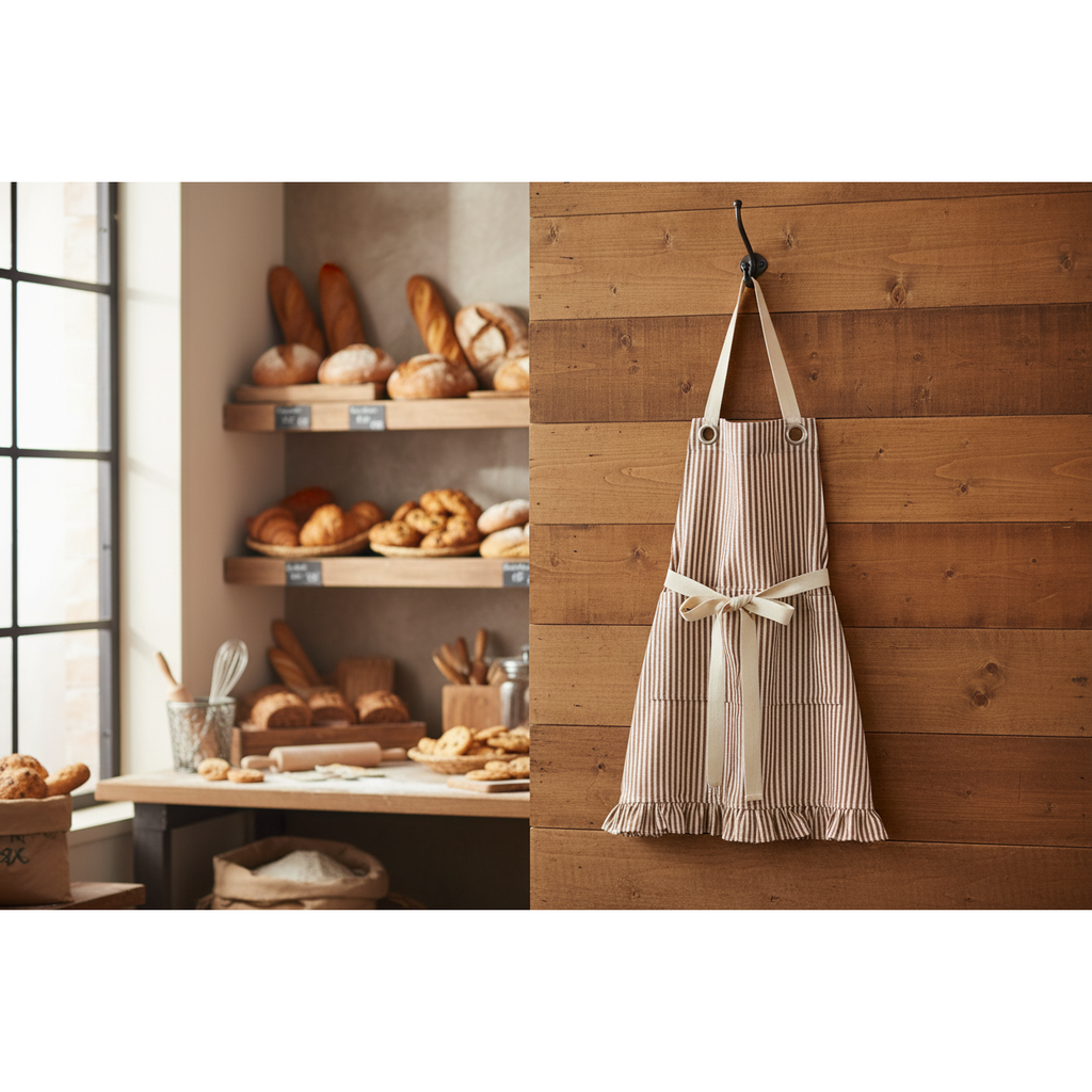Ruffle Pin Stripe Apron