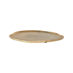 Decorative Cast Aluminum Organic Shaped Tray | Gold Finish