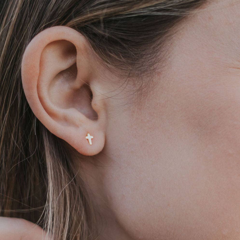 Cross Studs | Gold