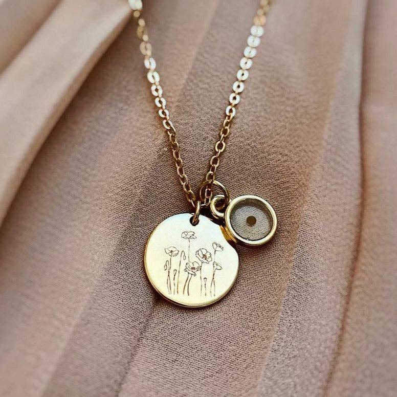 Poppy Necklace w/Mustard Seed: Poppy