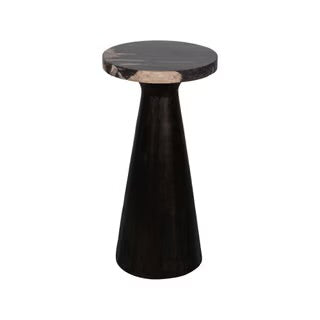 Kayu Petrifed Wood Pedestal Table | Black