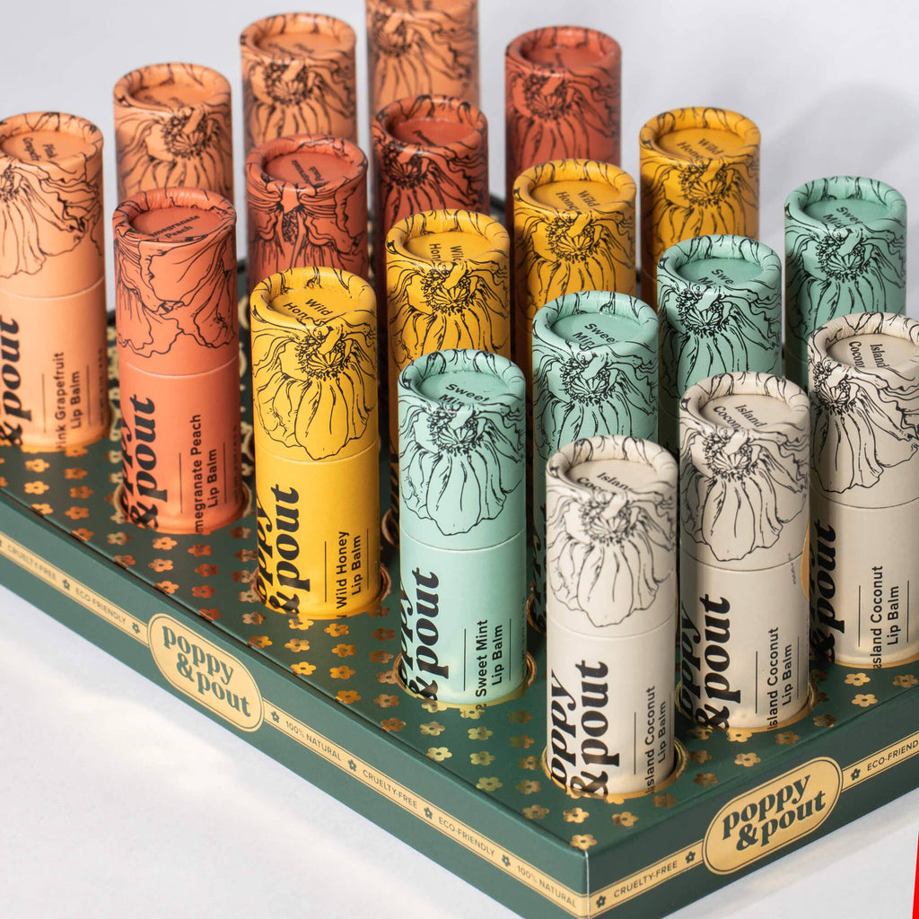 Poppy & Pout Product Display | 20 Lip Balm Tray - Green