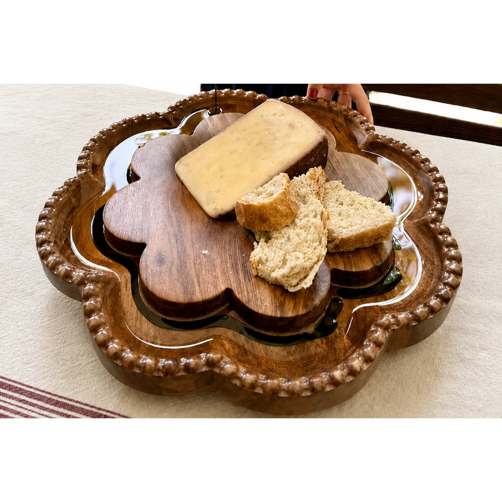 Vintage English Scalloped Bread Board Lazy Susan