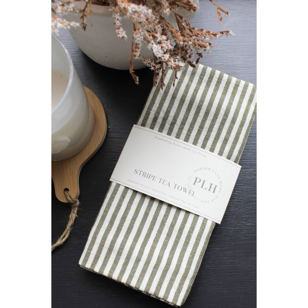 S/2 Stripe Tea Towel Set