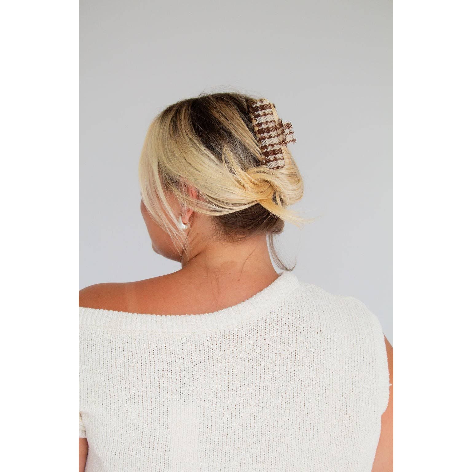 Claw Clip | Gingham Brown