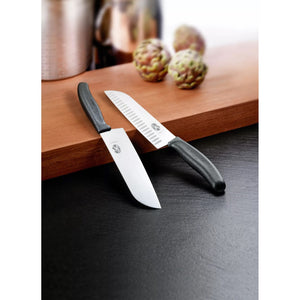 Santoku Knife |  7" Granton Blade | Black