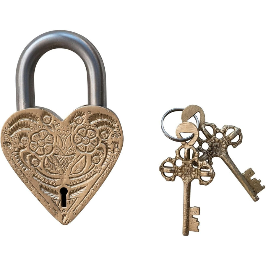 S/3 Heart Shaped S/S Lock w/Keys