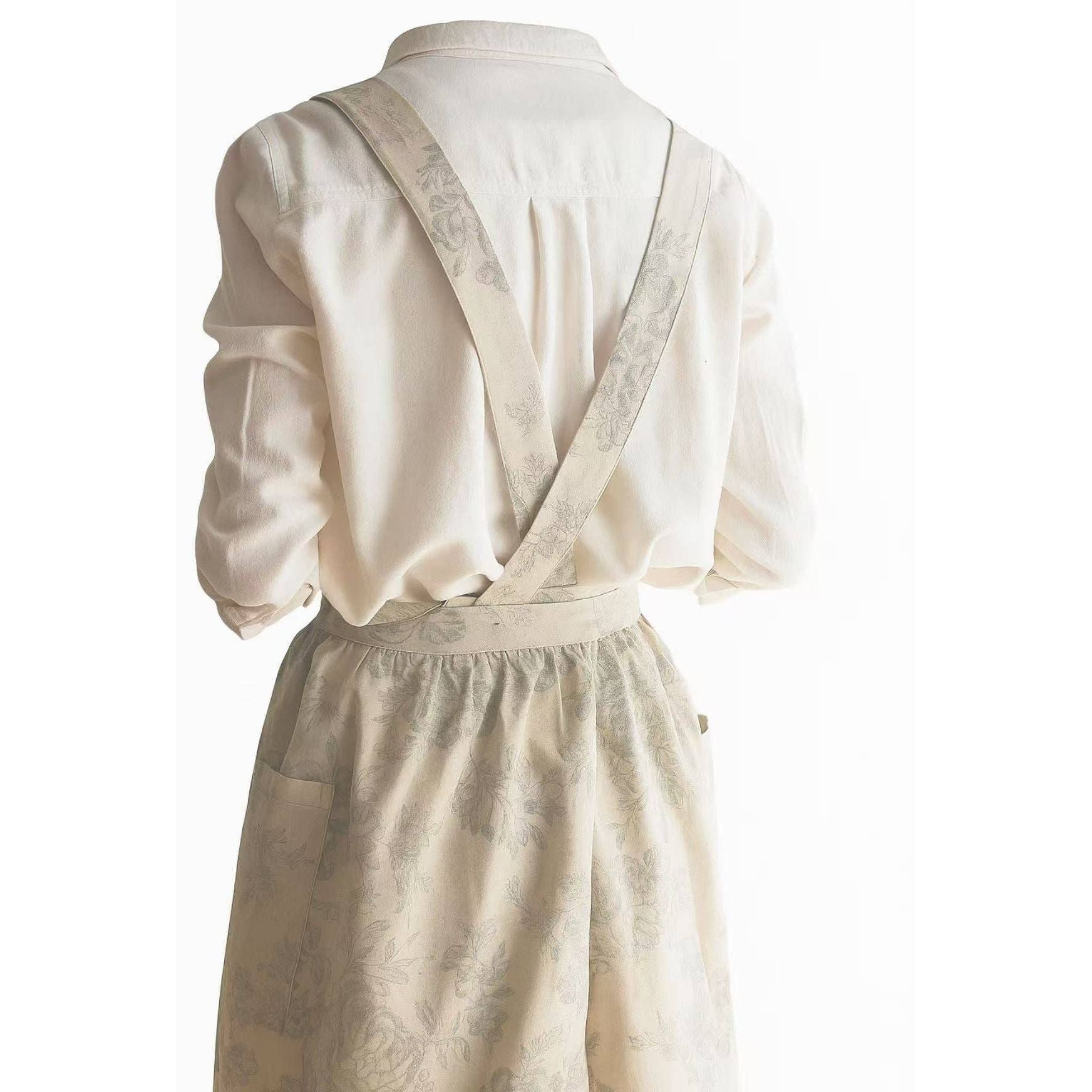 Vintage Floral Apron | Light Grey