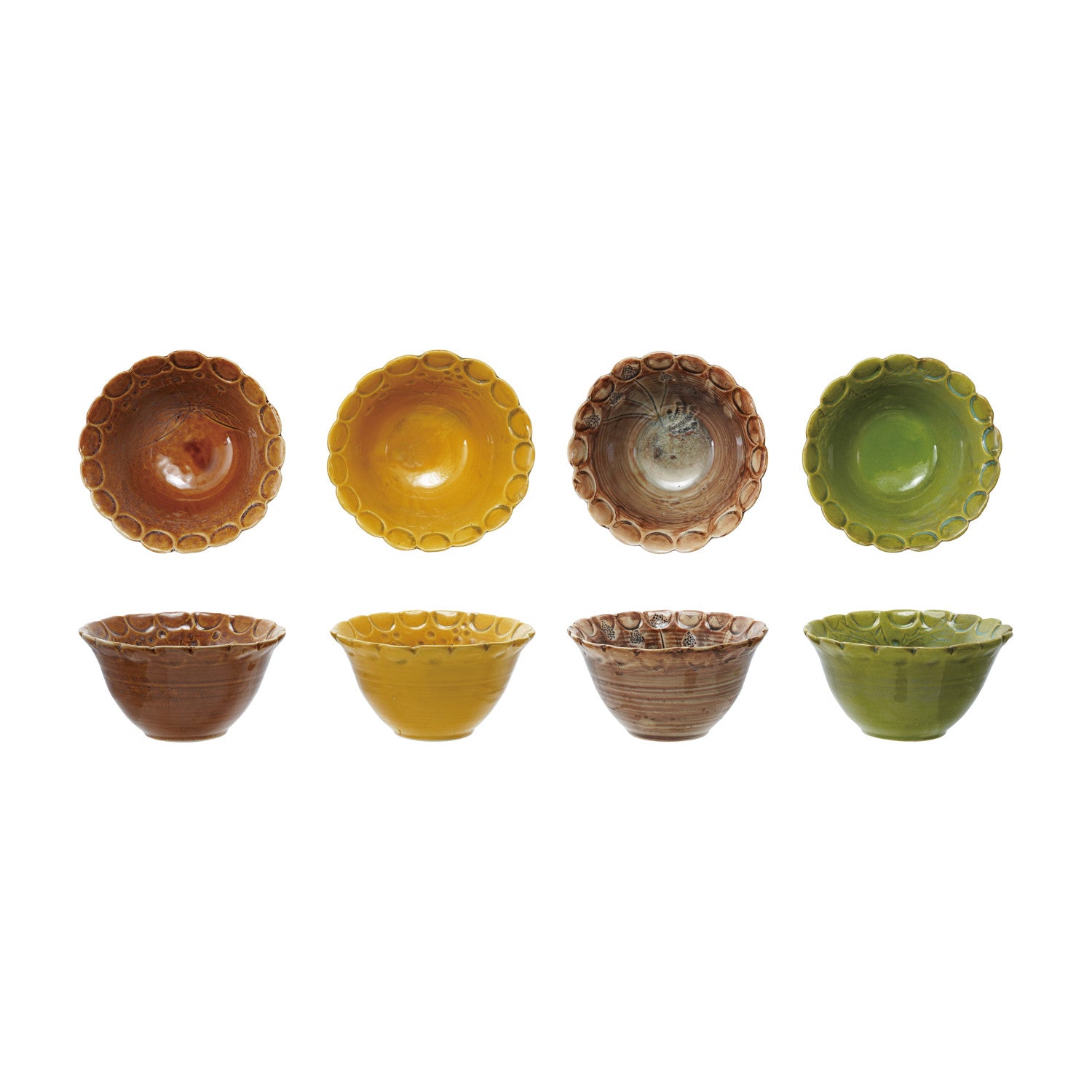 Debossed Botanical Stoneware Bowl