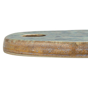 Stoneware Cheese/Cutting Board w/ Leather Tie | Crackle Green