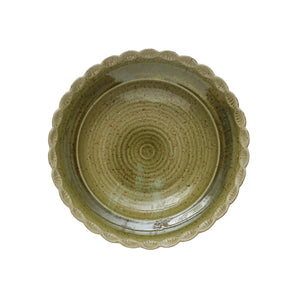 Stoneware Bowl w/Scalloped Edge | Green