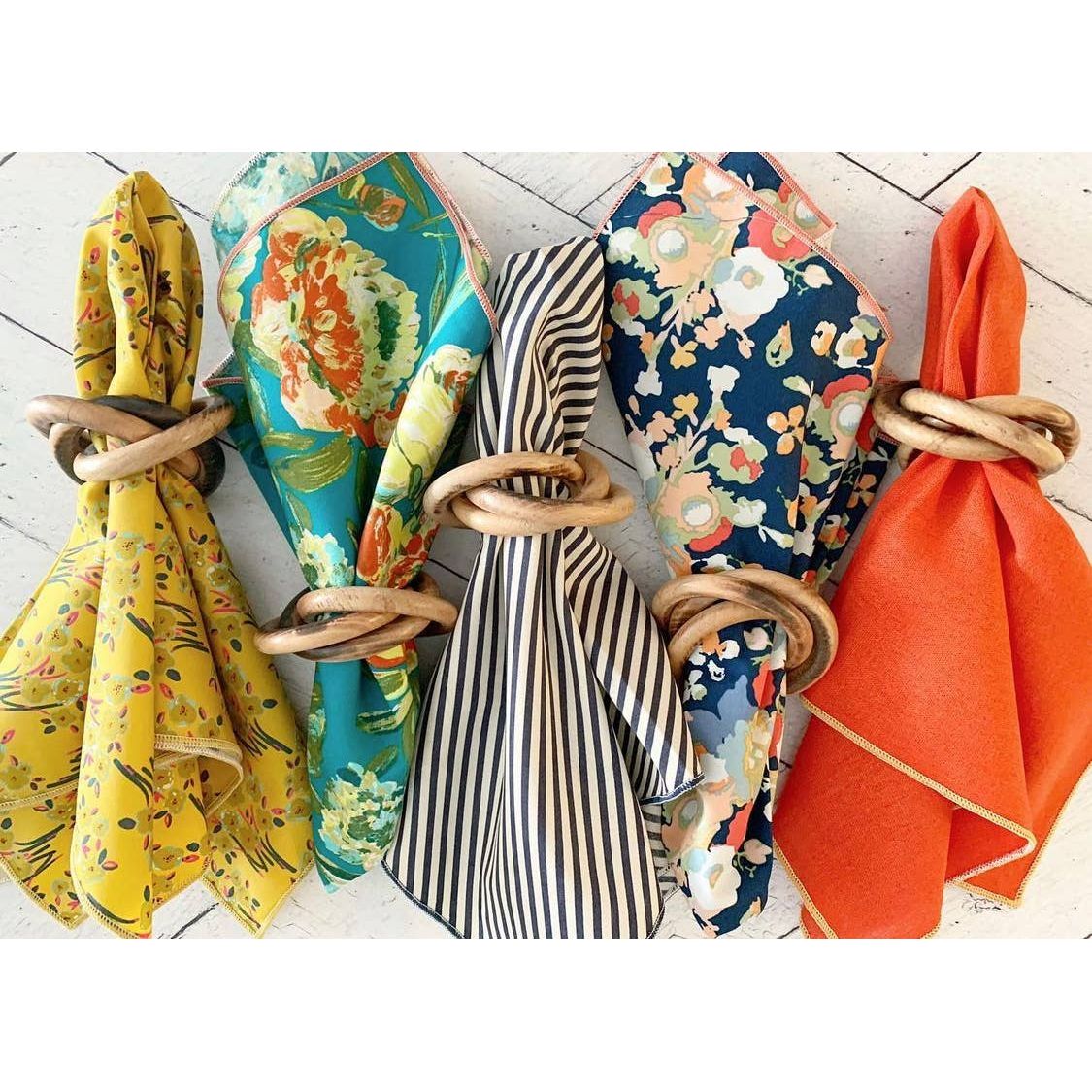Dot and Army Wood Napkin Rings - Thumbnail 2