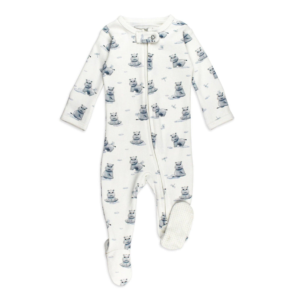 L'ovedbaby - Baby Hippo | Organic Zipper Footie: 0-3m