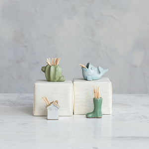 Stoneware House Shaped Toothpick Holder