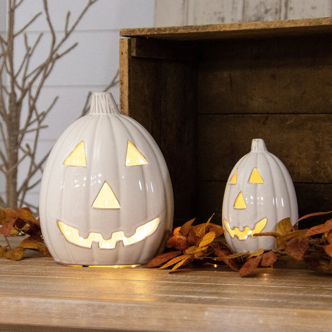 Glazed Ceramic Jack O' Lanterns